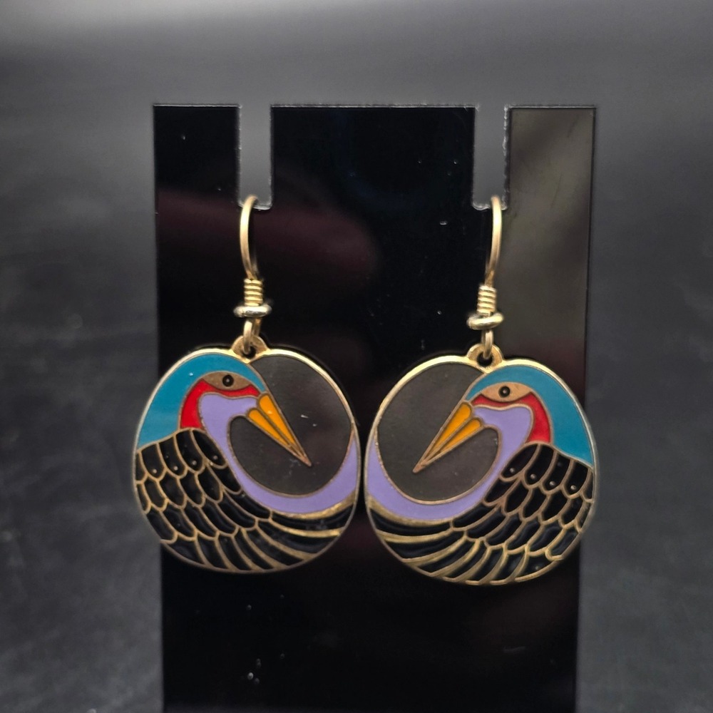Laurel Burch Wild Bird Earrings Enamel Colorful Vintage Jewelry Nile Bird